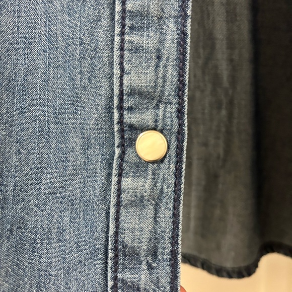 Embroidered Wrangler Denim Button-Up Shirt - Picture 2 of 6